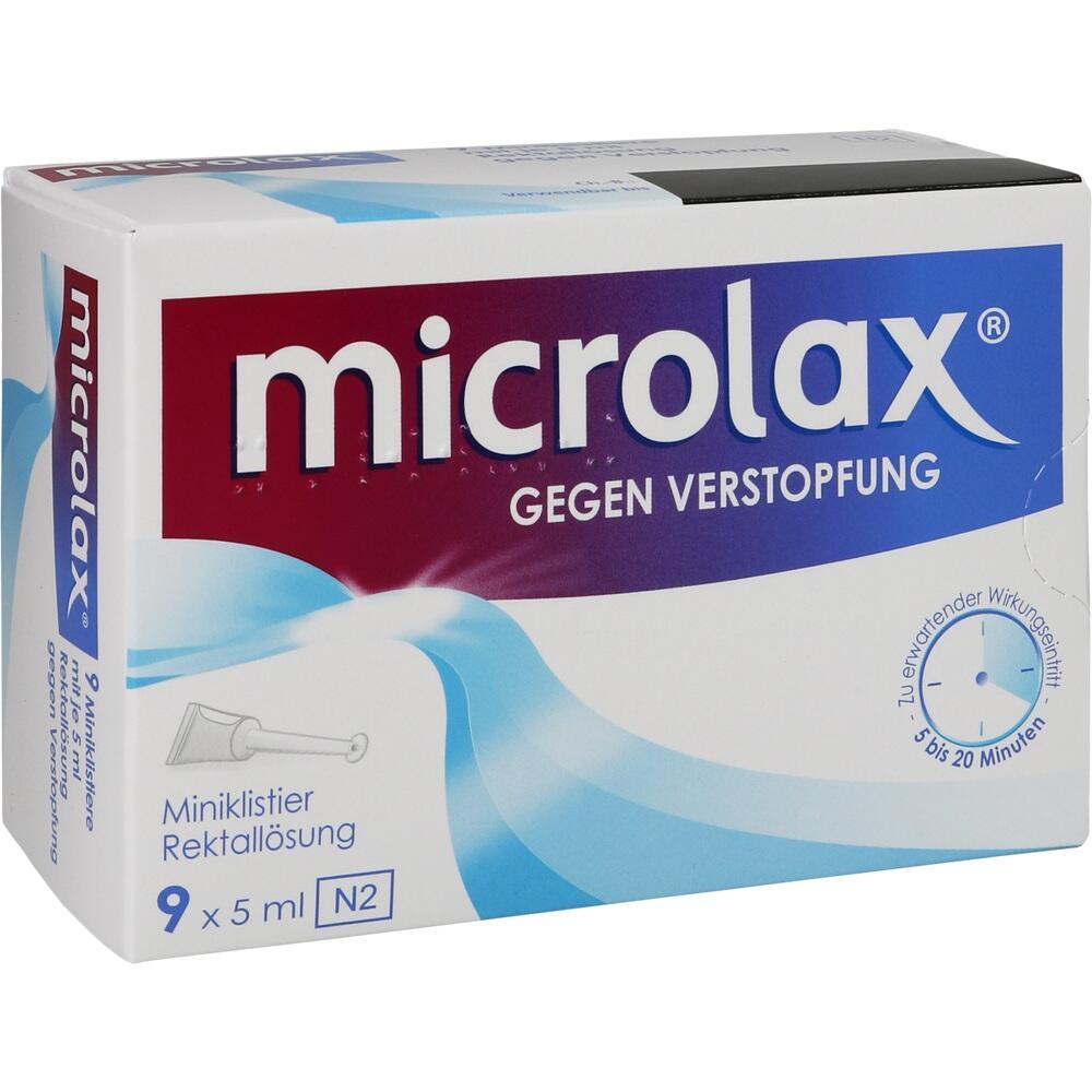 Verpackung von Microlax mit Aufschrift "Gegen Verstopfung".