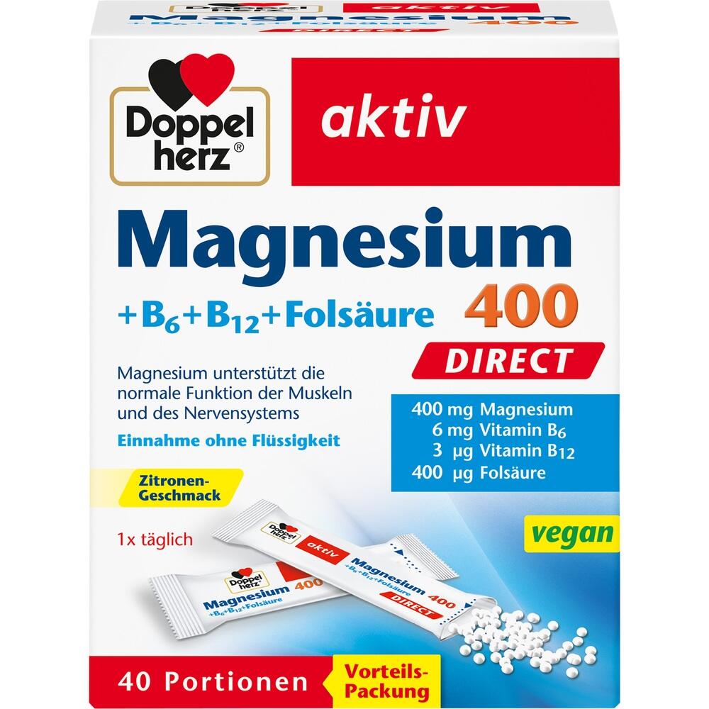 Verpackung von Nahrungserg&auml;nzungsmittel mit Magnesium, Vitaminen und Zitronengeschmack.