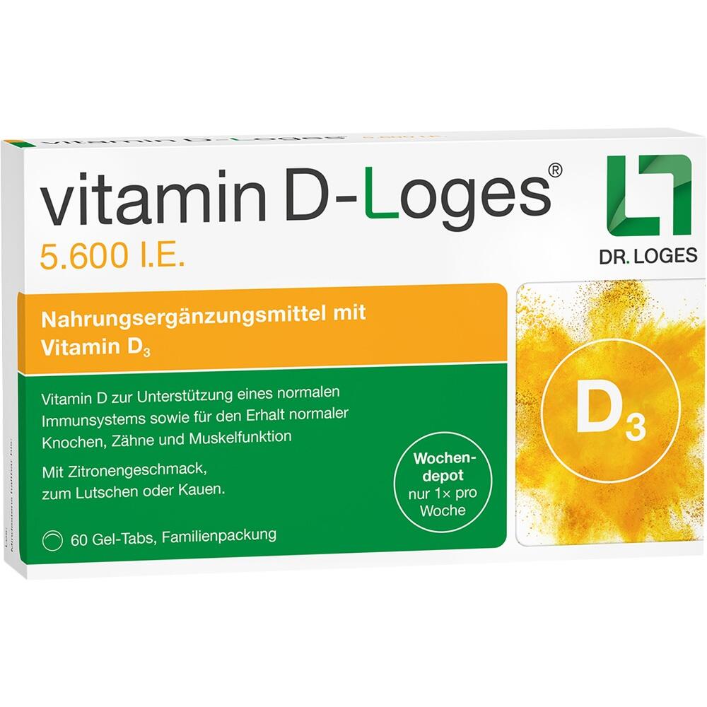Packung von Vitamin D3-Tabletten mit Zitronengeschmack, 60 St&uuml;ck.