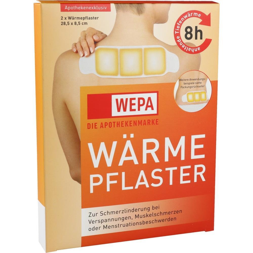 Verpackung von Wepa Wärmepflaster zur Schmerzbehandlung.