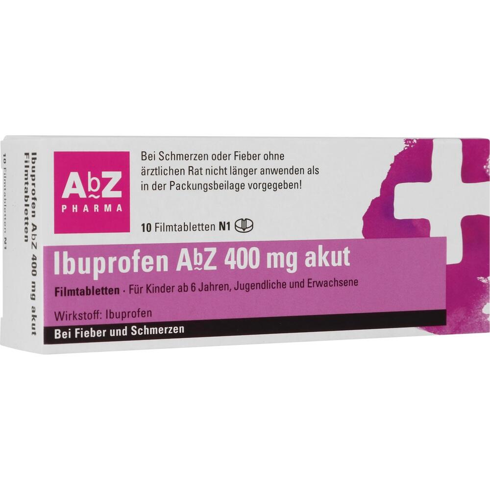 Verpackung einer Ibuprofen-Tablettenpackung mit 400 mg Dosierung.