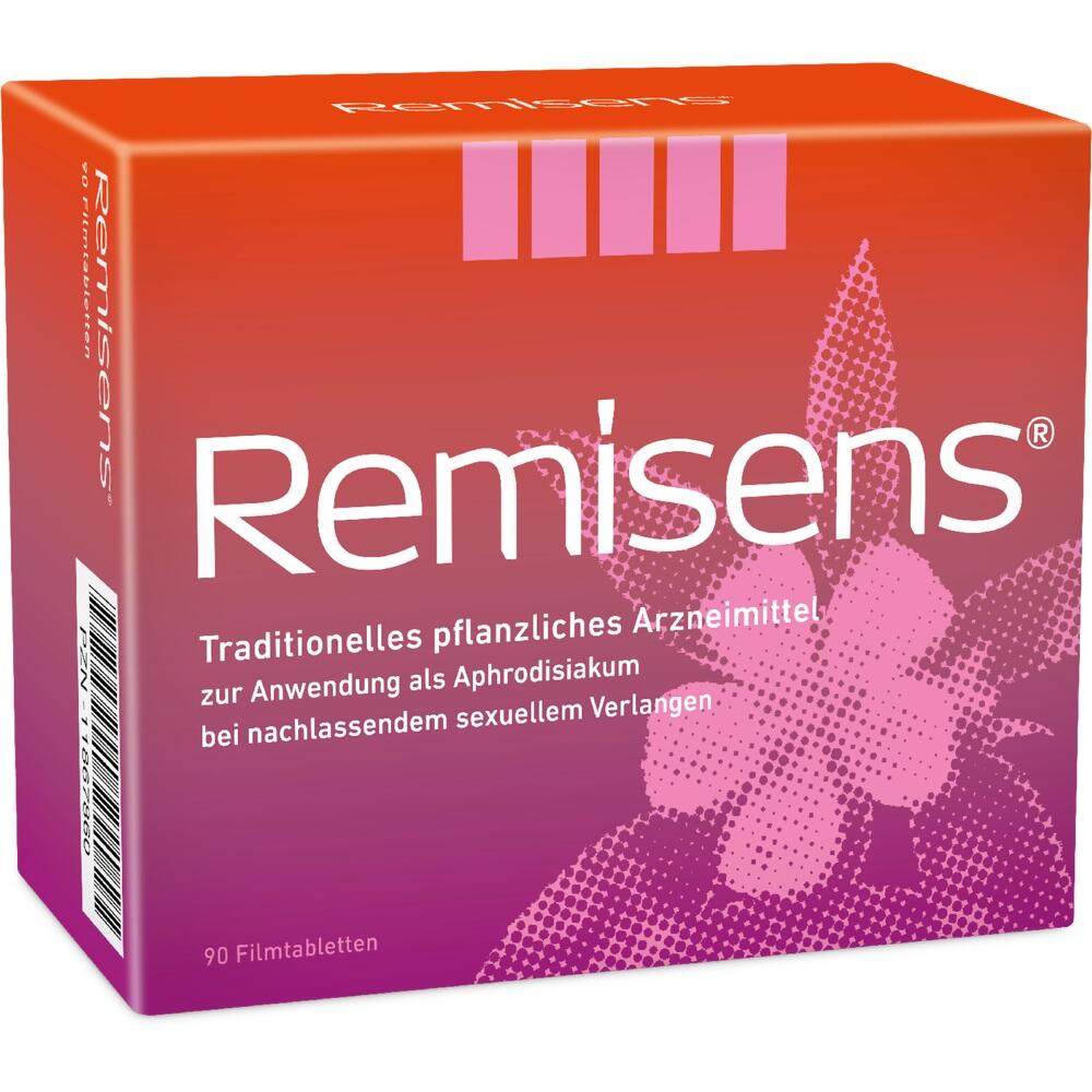 Rote Verpackung mit Schriftzug "Remisens", darauf eine rosa Blume.