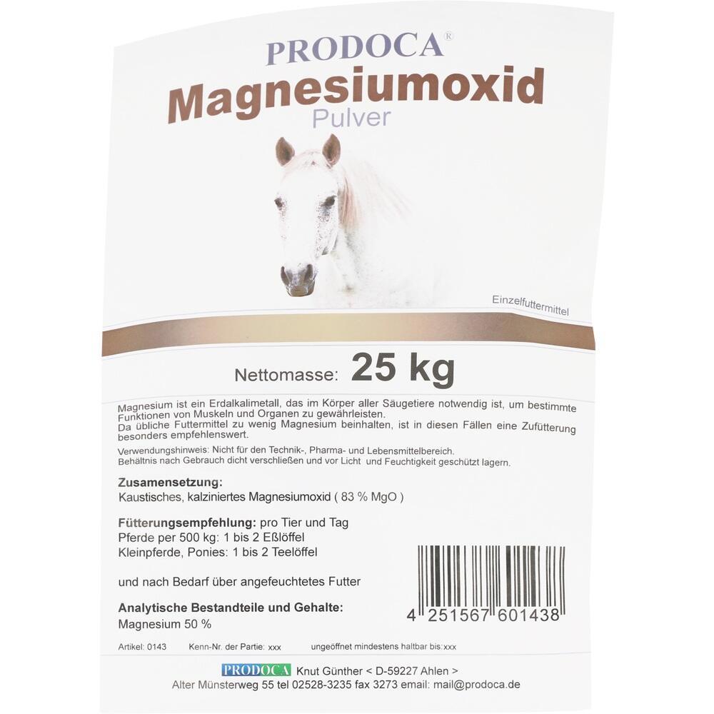 Eine 25 kg Packung Magnesiumoxid-Pulver als Einzelfuttermittel.