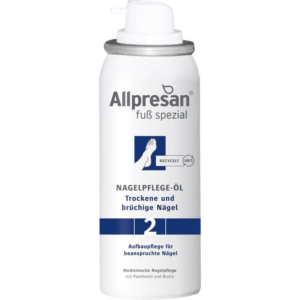 Wei&szlig;es Spraydosen-Design f&uuml;r Allpresan Nagelpflege-&Ouml;l bei trockenen und br&uuml;chigen N&auml;geln.
