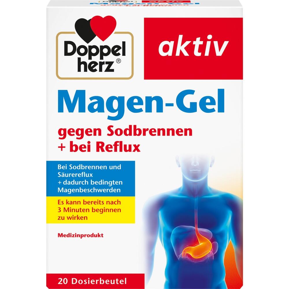 Verpackung von Magen-Gel gegen Sodbrennen und Reflux, 20 Dosierbeutel.