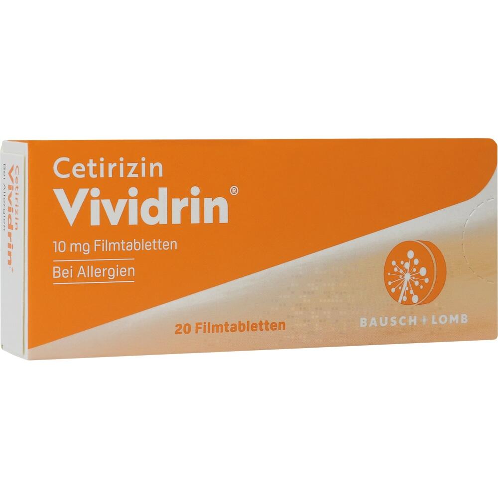 Orange Packung Cetirizin Vividrin Tabletten gegen Allergien.