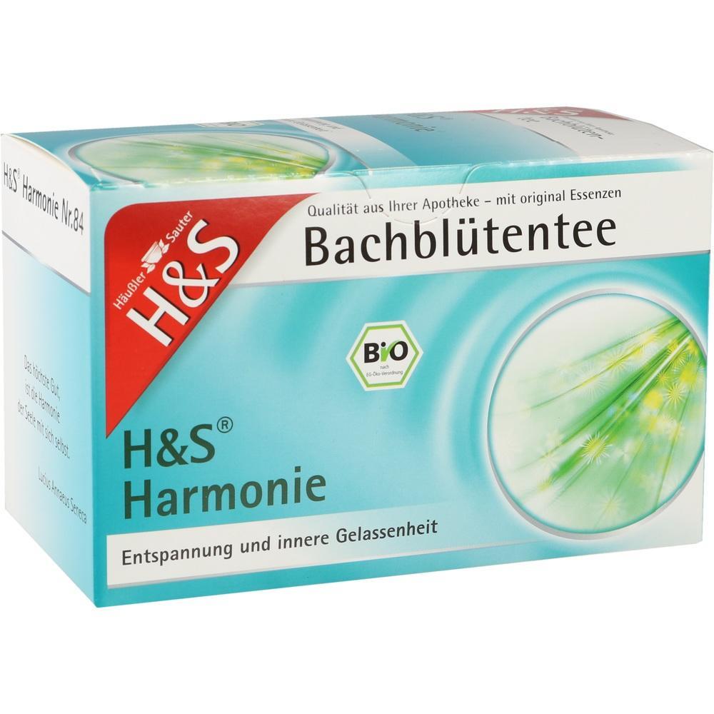 Eine Teepackung von H&S mit der Aufschrift "Bachbl&uuml;tentee Harmonische Entspannung".