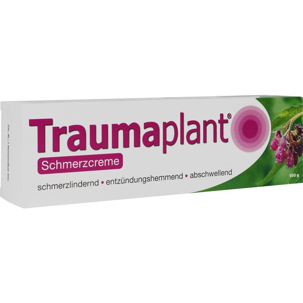 Eine weiße Tube mit der Aufschrift "Traumaplant Schmerzcreme".