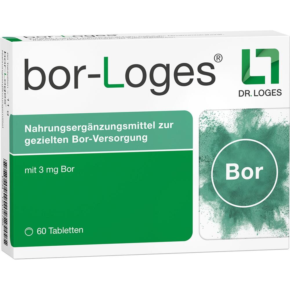Wei&szlig;e Packung mit Bor-Tabletten als Nahrungserg&auml;nzungsmittel.