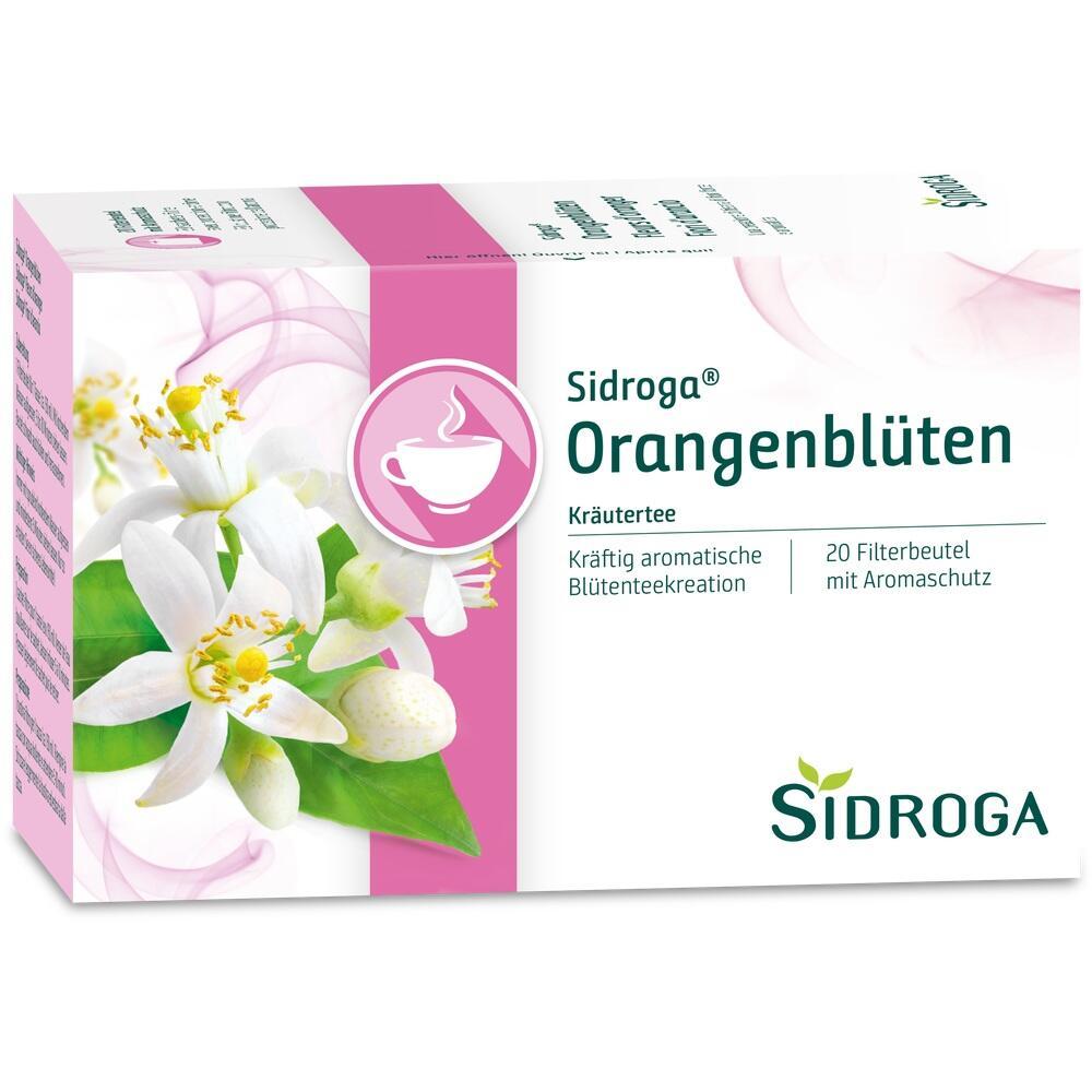 Eine Teepackung mit Orangenbl&uuml;ten-Motiv und pinkem Rand.