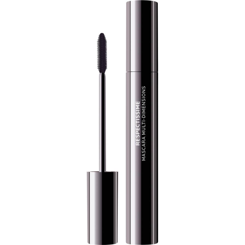 Ein ge&ouml;ffneter Mascara mit B&uuml;rste liegt neben der Tube.