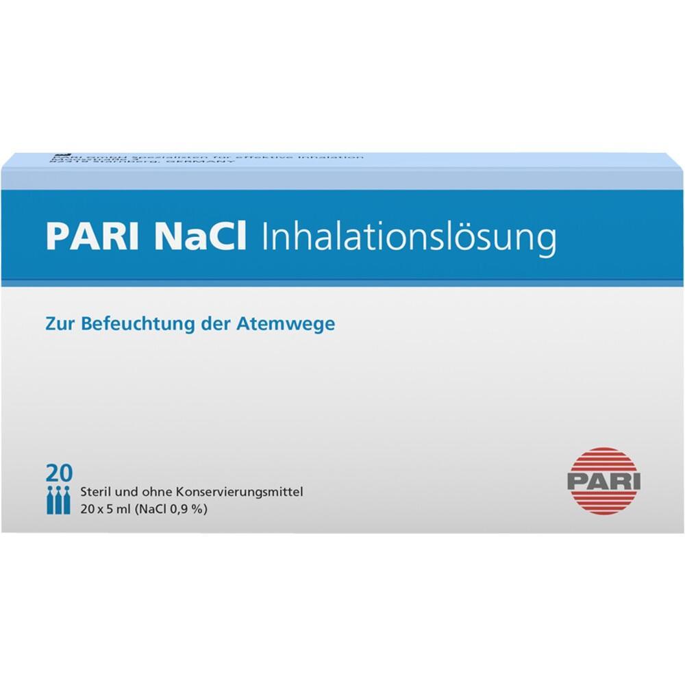 Verpackung der PARI NaCl Inhalationsl&ouml;sung zur Befeuchtung der Atemwege.