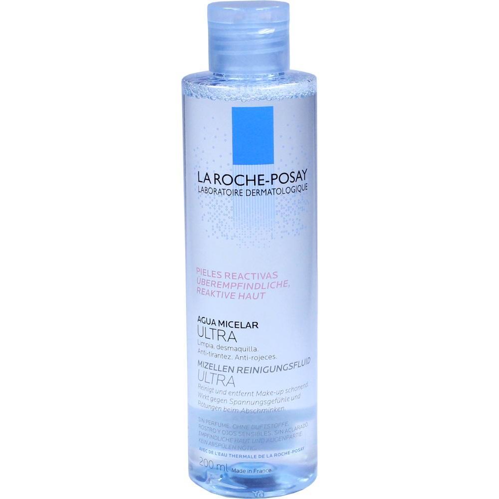 Durchsichtige Flasche mit Mizellen-Reinigungsfluid f&uuml;r empfindliche Haut.