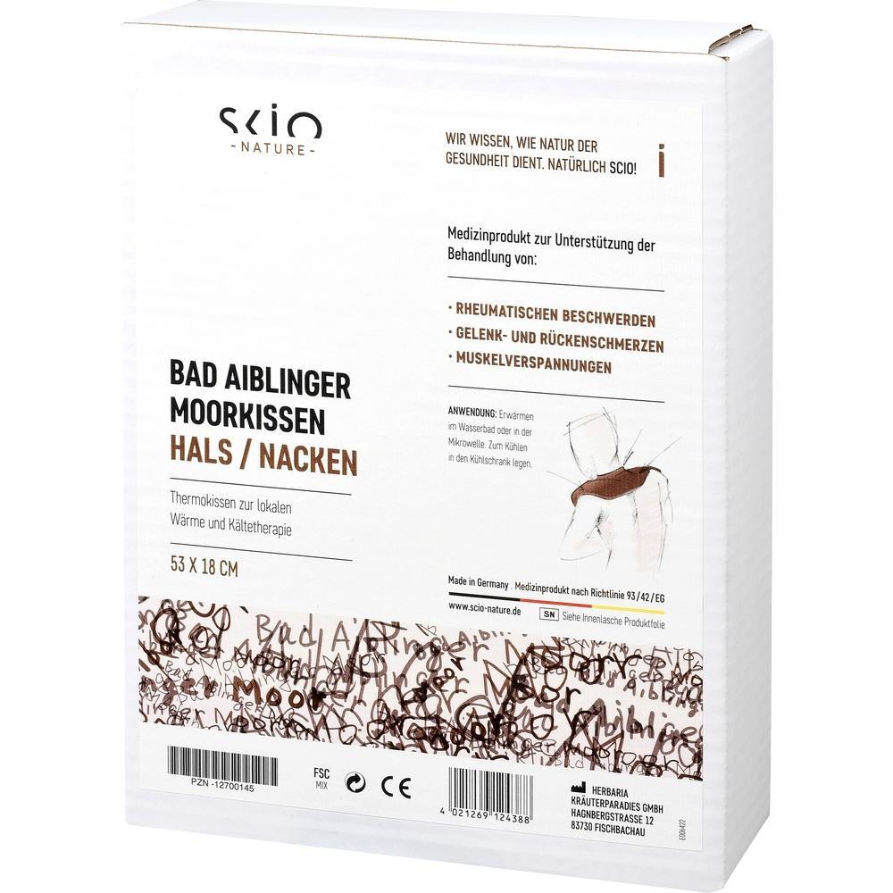Verpackung eines Moorkissens zur Behandlung von Nacken- und Muskelbeschwerden.