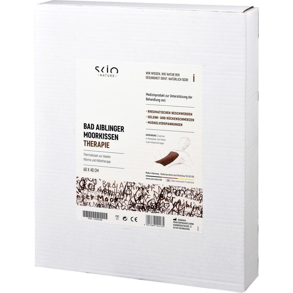 Wei&szlig;e Box mit der Aufschrift "Bad Aiblinger Moorkissen Therapie".