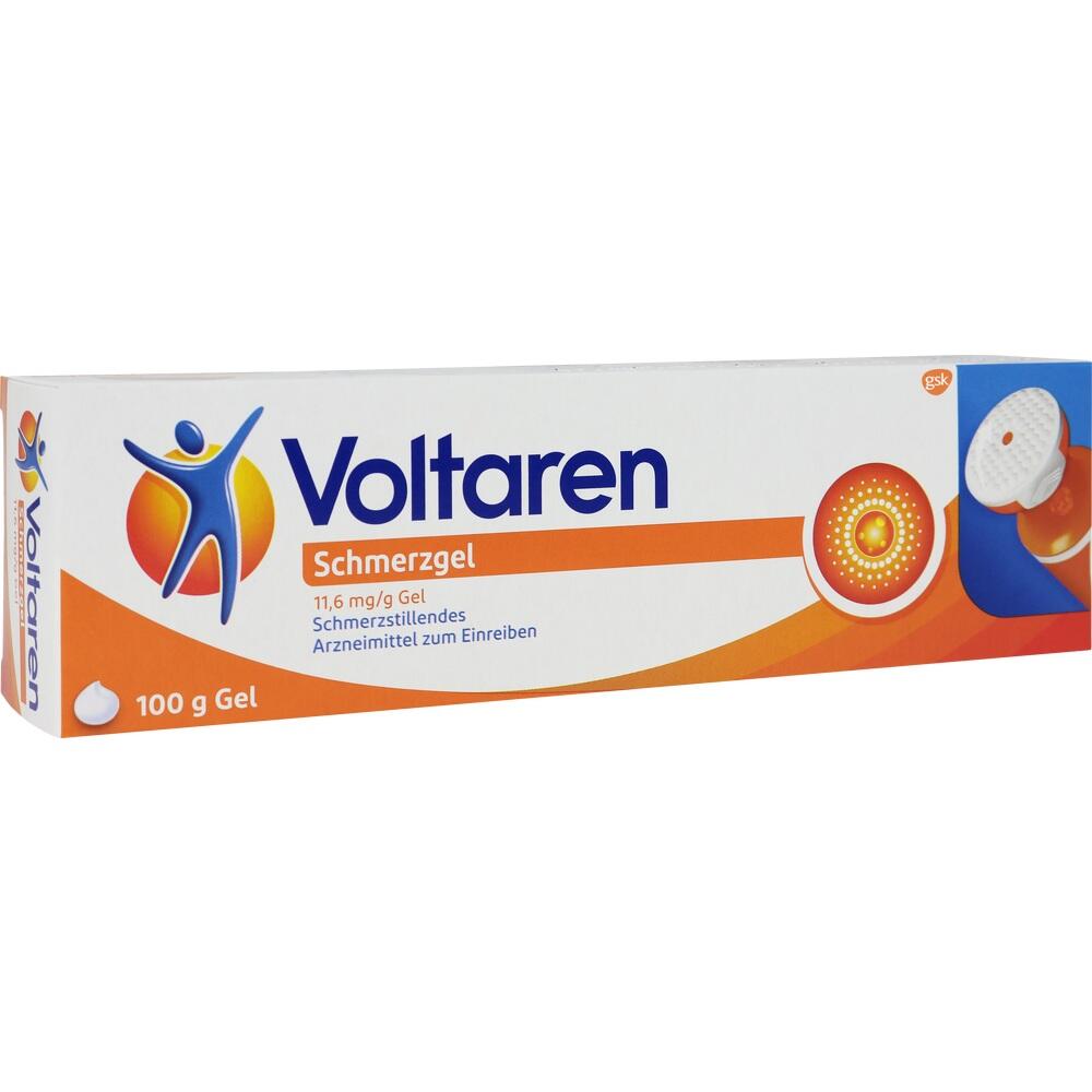 Verpackung von Voltaren Schmerzgel, 100 g Tube, zur Linderung von Schmerzen.