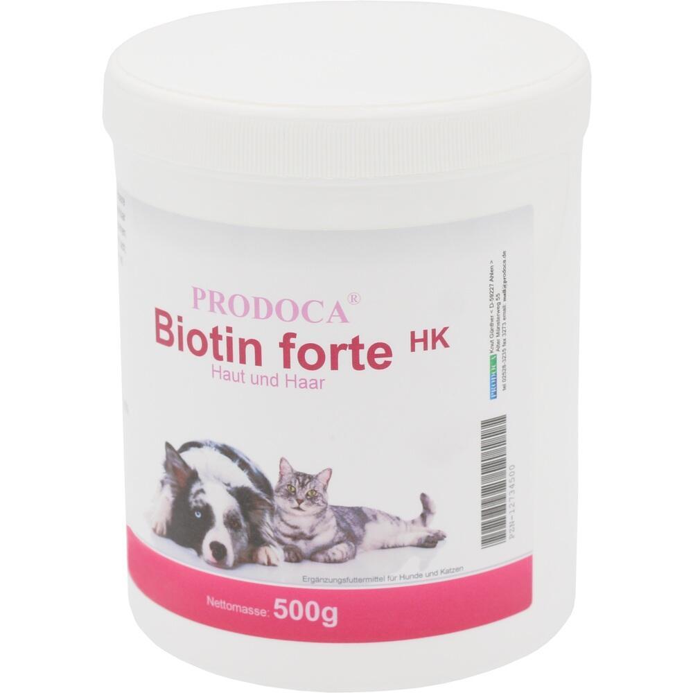 Wei&szlig;e Dose mit Biotin f&uuml;r Hunde und Katzen, Bild von Hund und Katze.