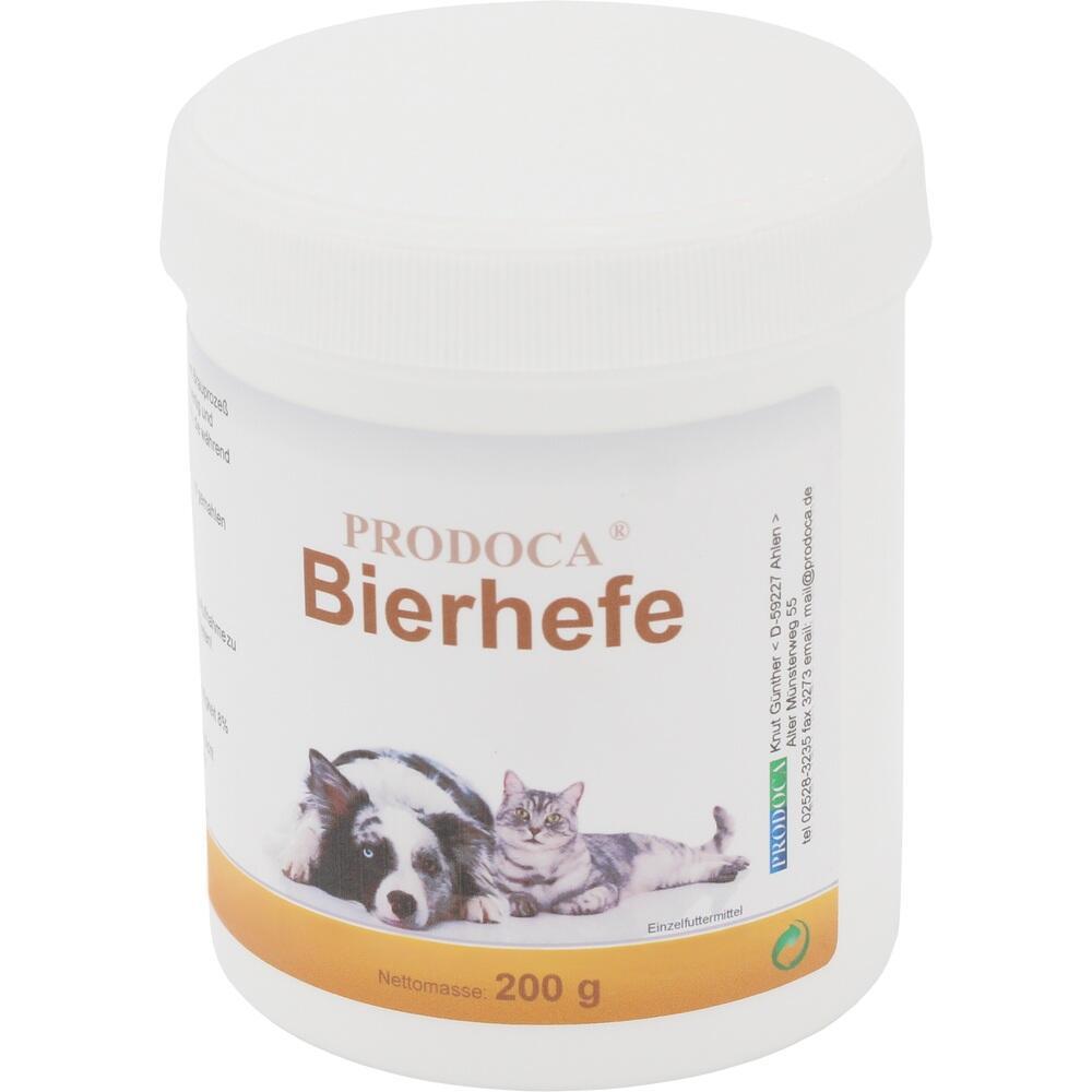 Dose mit Bierhefe f&uuml;r Hunde und Katzen, wei&szlig; mit Tierbild und Text.