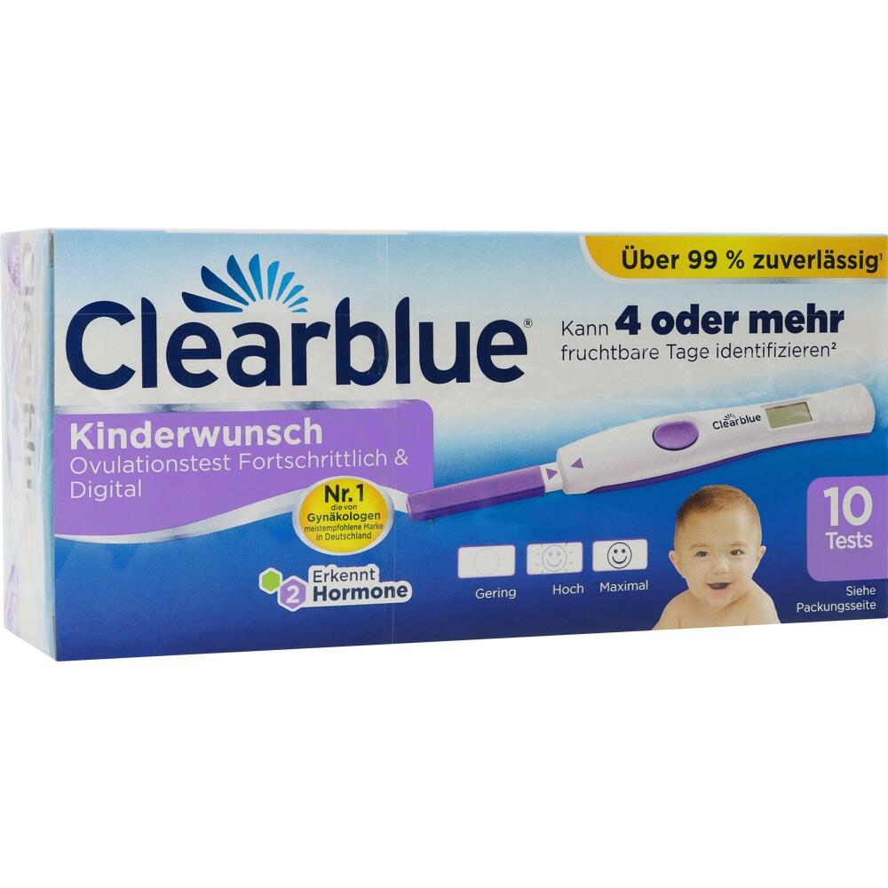 Verpackung eines digitalen Clearblue-Ovulationstests mit Bild eines Babys.