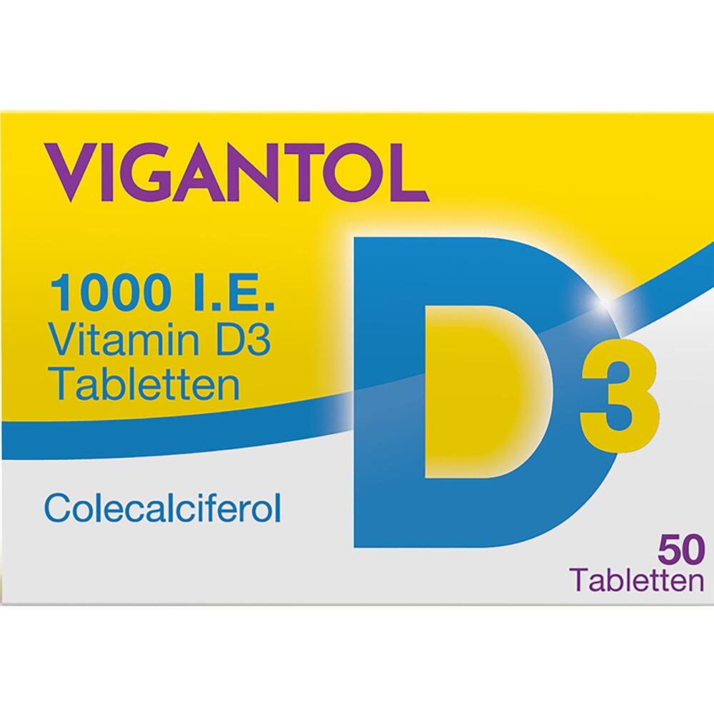 Eine Schachtel Vitamin D3 Tabletten mit 50 St&uuml;ck ist zu sehen.