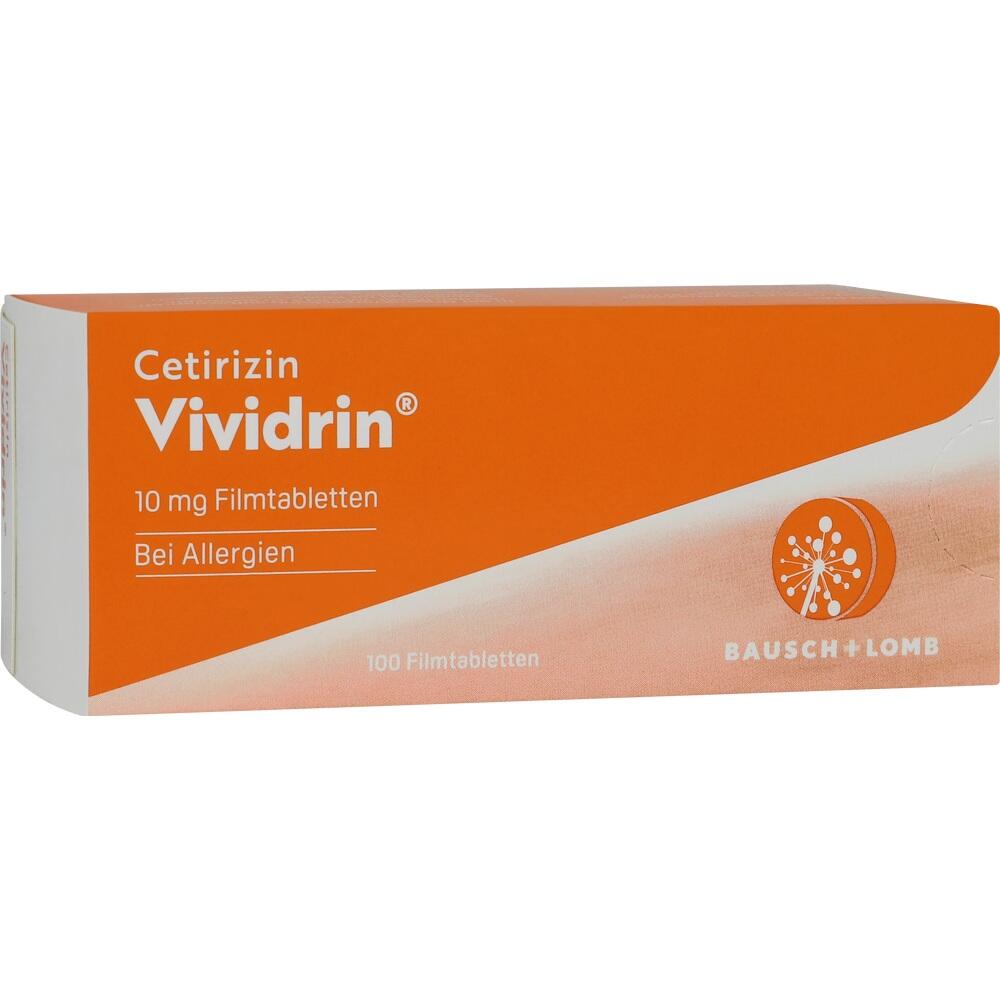 Orange Packung Cetirizin-Tabletten gegen Allergien.