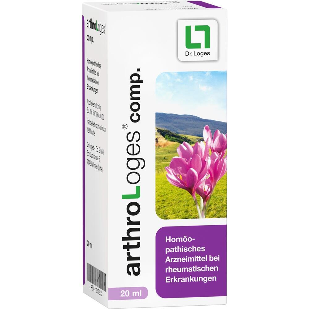 Wei&szlig;e Packung mit lila Blume und gr&uuml;ner Landschaft, hom&ouml;opathisches Mittel gegen Rheuma.