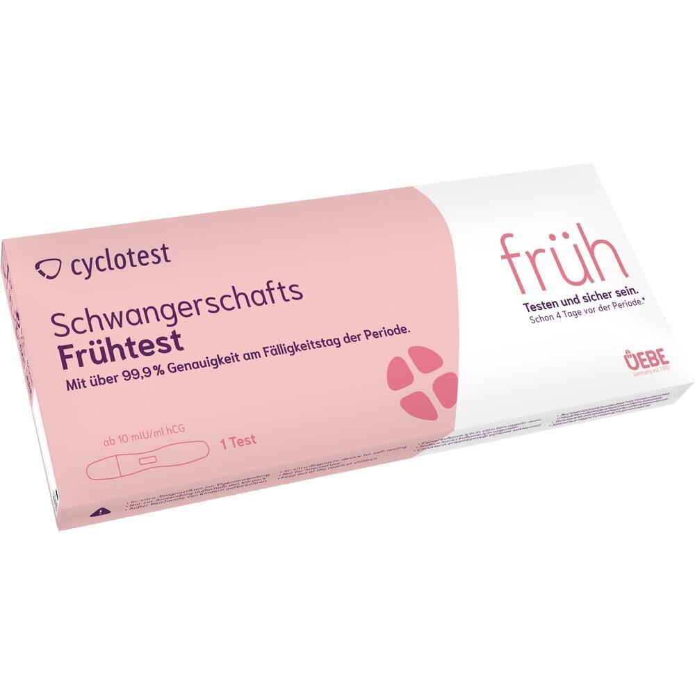 Eine Packung eines Schwangerschaftsfrühtests von Cyclotest.