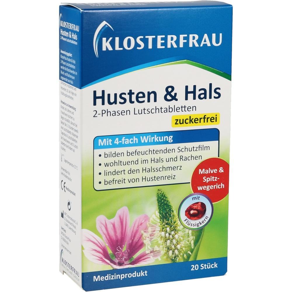 Verpackung von zuckerfreien Lutschtabletten gegen Husten und Halsbeschwerden.