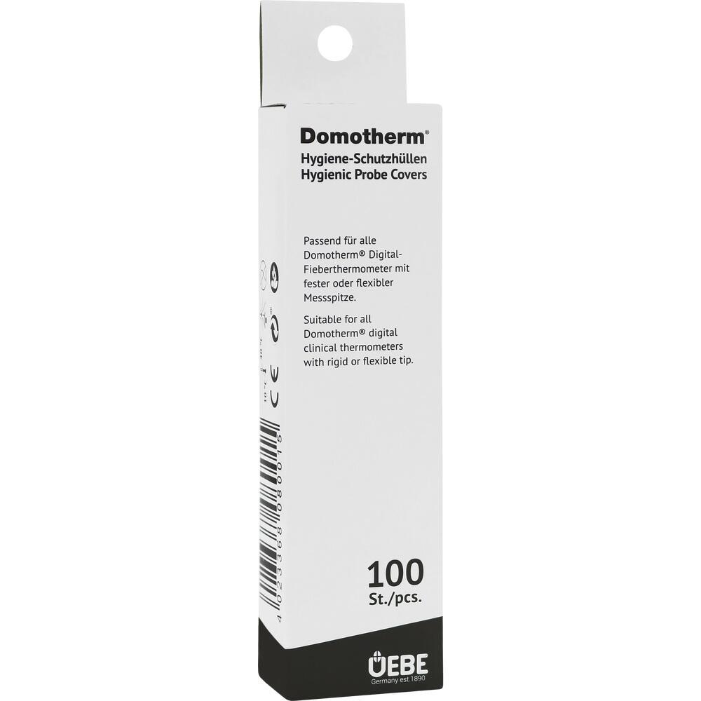 Weiße Verpackung mit 100 Hygiene-Schutzhüllen für Fieberthermometer.
