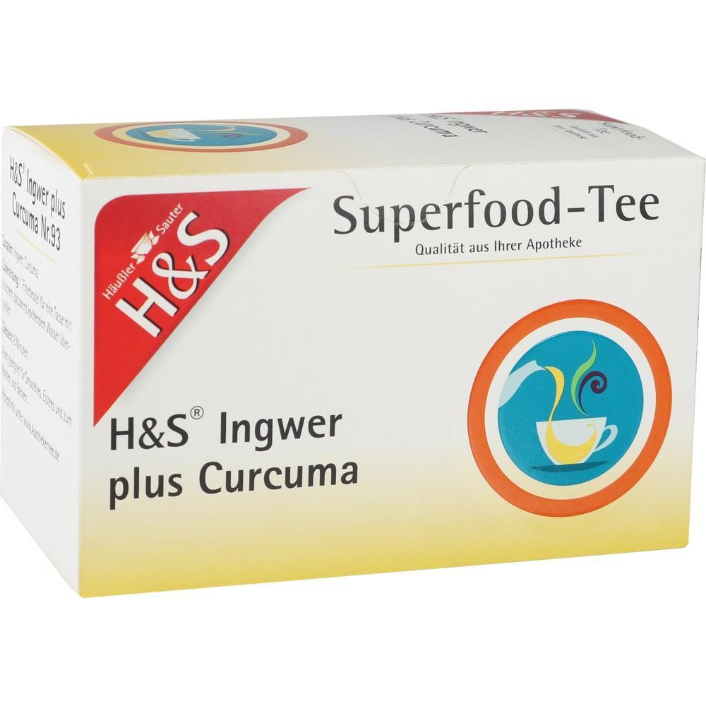 Eine Packung Superfood-Tee mit Ingwer und Curcuma von H&S.