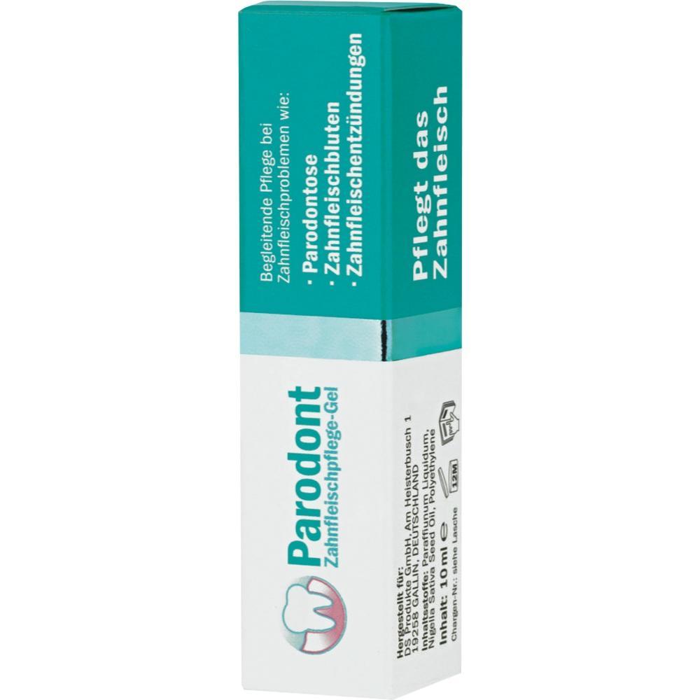 Eine Packung Zahnpflege-Gel f&uuml;r Zahnfleischprobleme steht aufrecht.