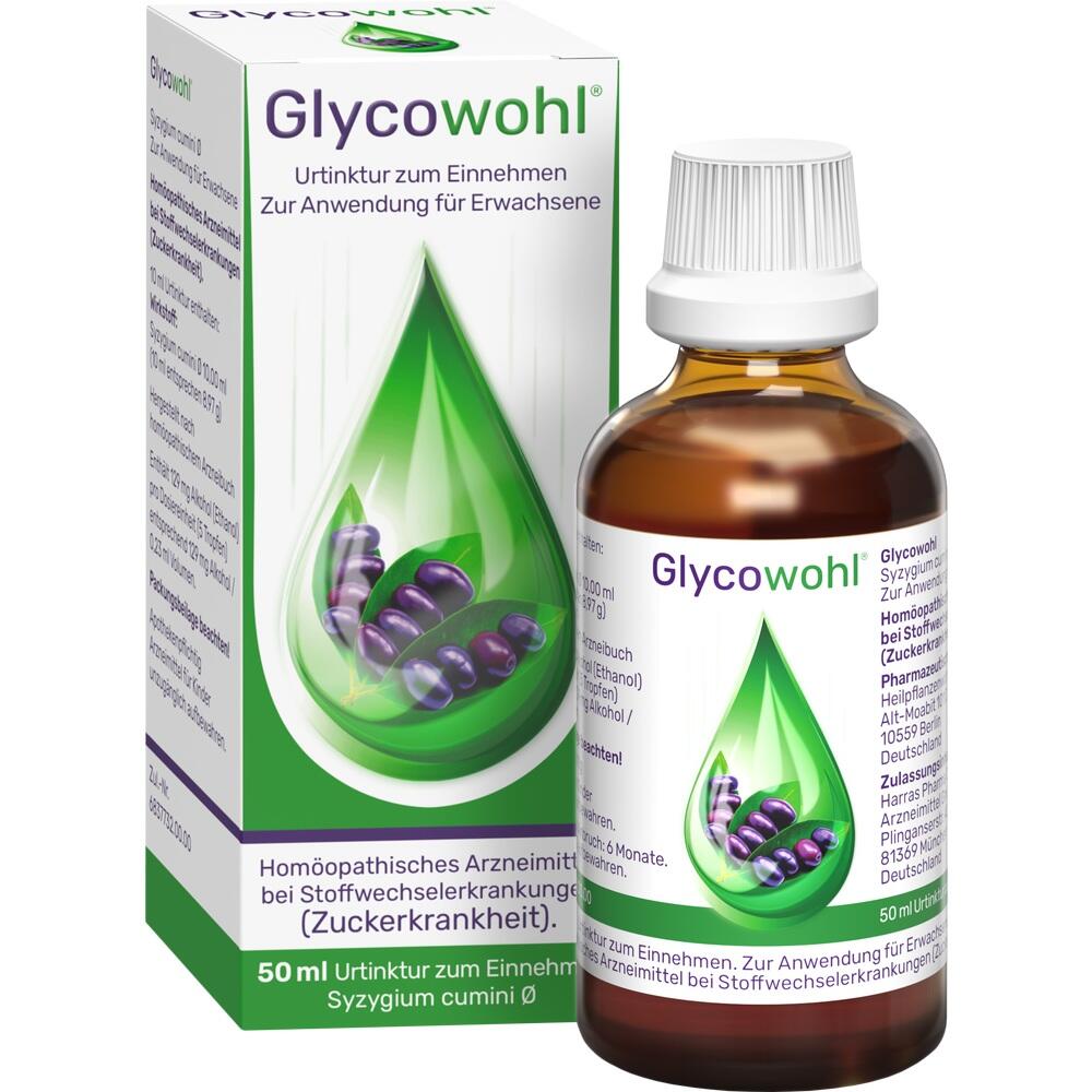Die Verpackung zeigt "Glycowohl", ein hom&ouml;opathisches Mittel bei Diabetes.