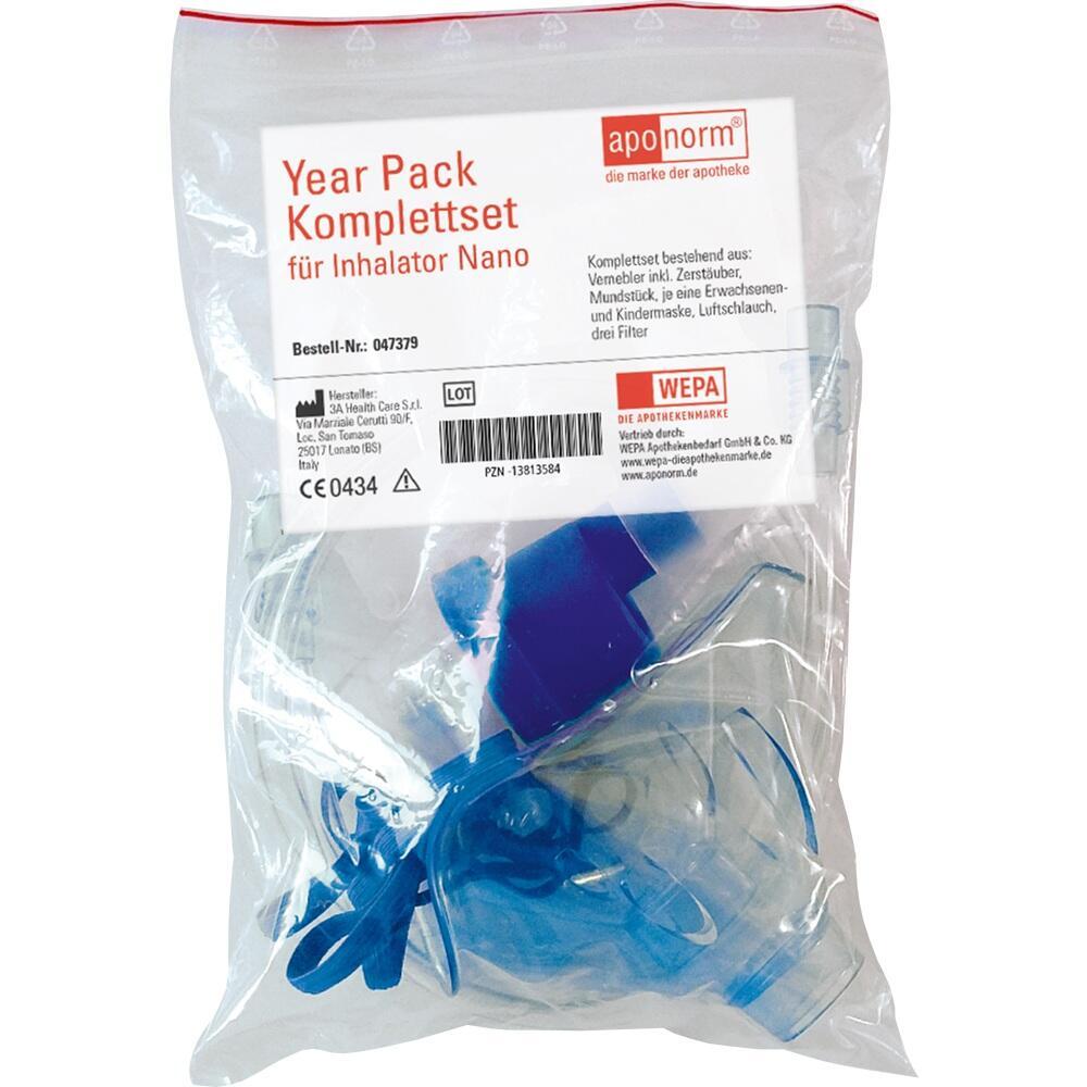 Plastikbeutel mit Zubehörset für einen Inhalator.