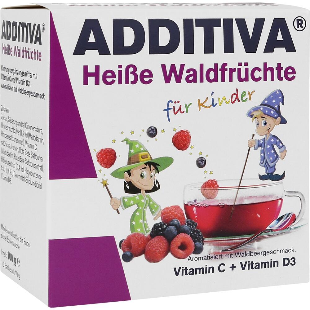 Verpackung mit Waldfrucht-Getränkepulver für Kinder, illustriert mit zwei Zauberern.
