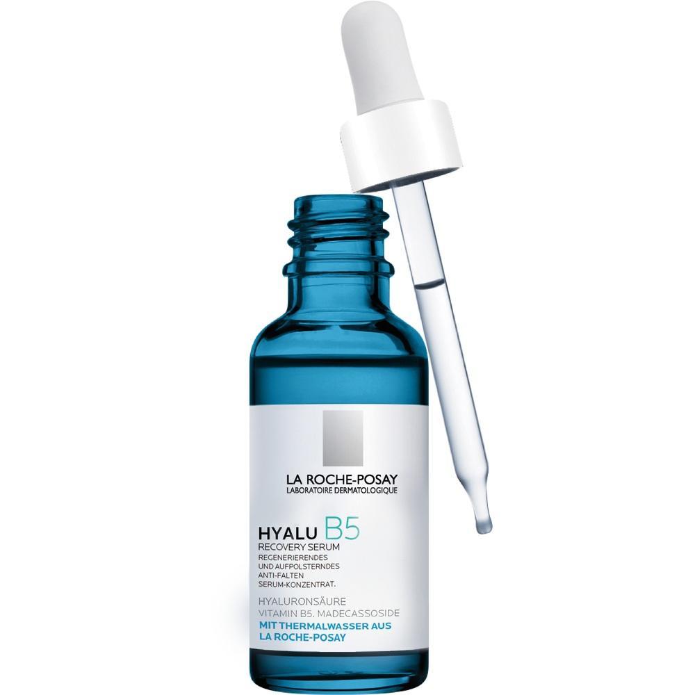 Blaue Flasche mit Pipette, die ein Serum von La Roche-Posay enthält.