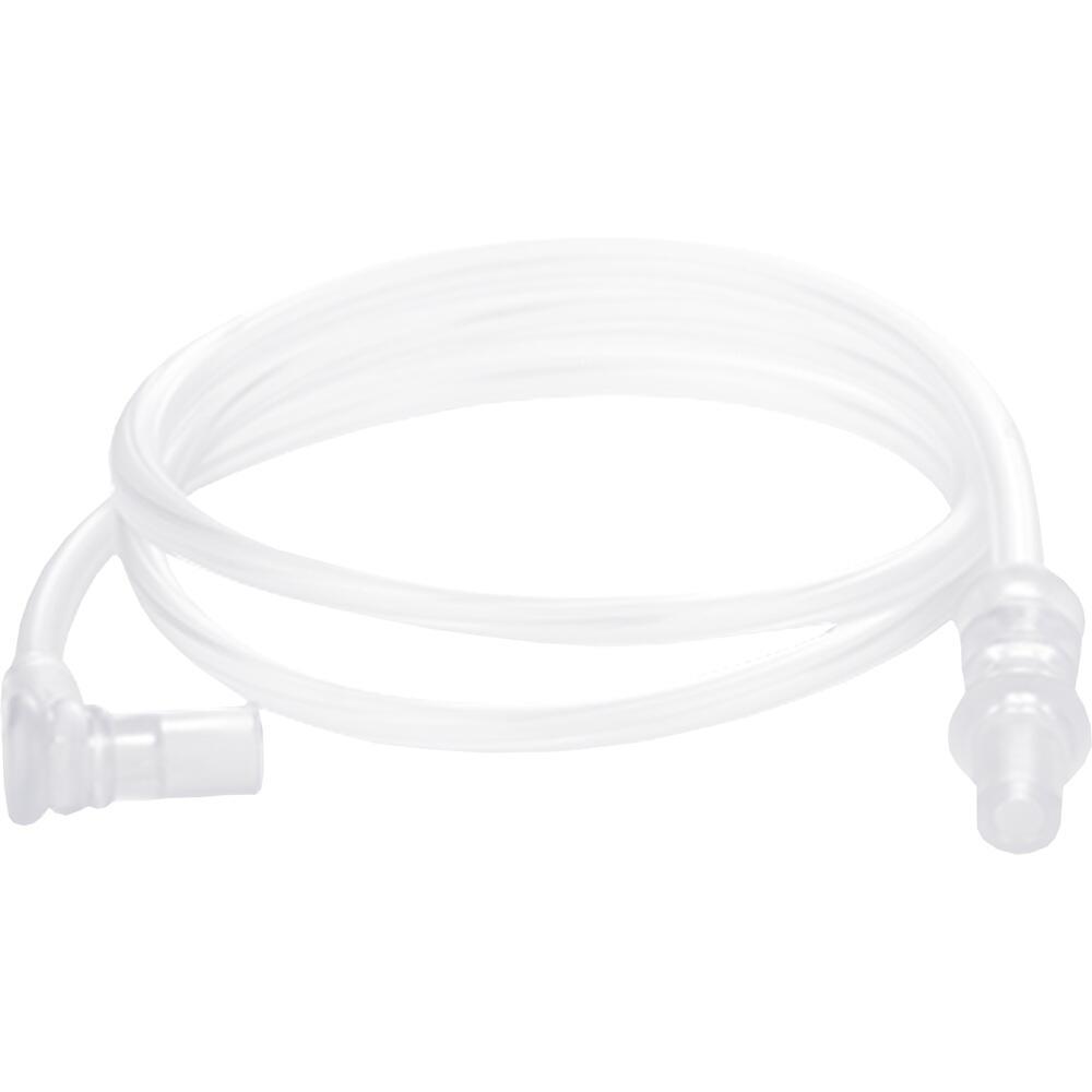 Ein durchsichtiger Schlauch mit zwei Anschlüssen.