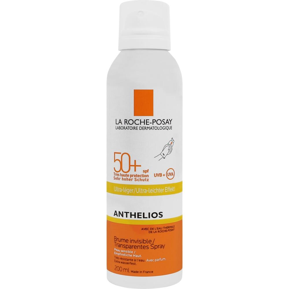Wei&szlig;es Sonnenschutz-Spray mit LSF 50+ von La Roche-Posay in einer Flasche.