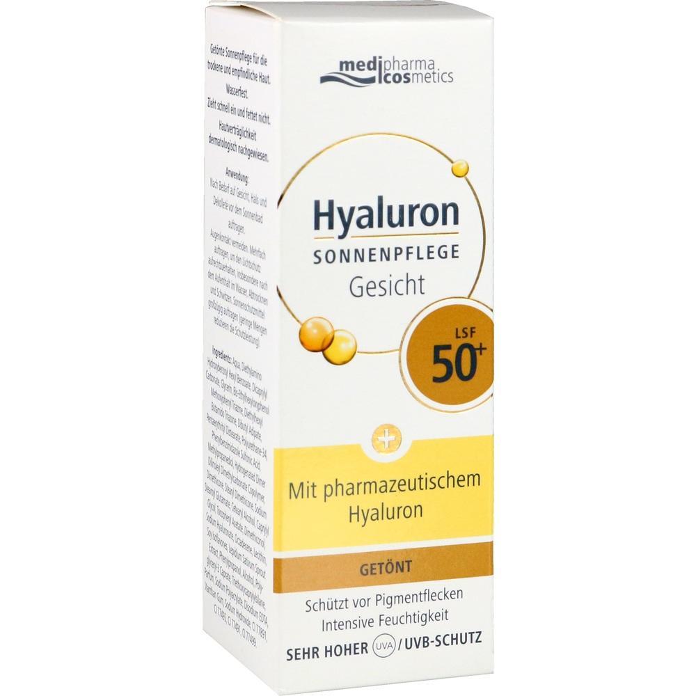 Verpackung einer get&ouml;nten Sonnencreme f&uuml;rs Gesicht mit LSF 50+.