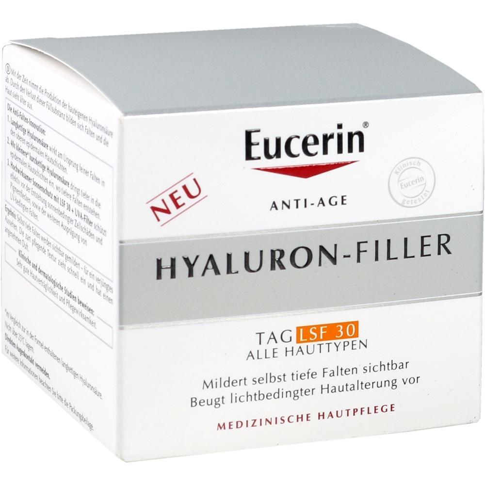Eine weiße Verpackung mit der Aufschrift "Eucerin Hyaluron-Filler".