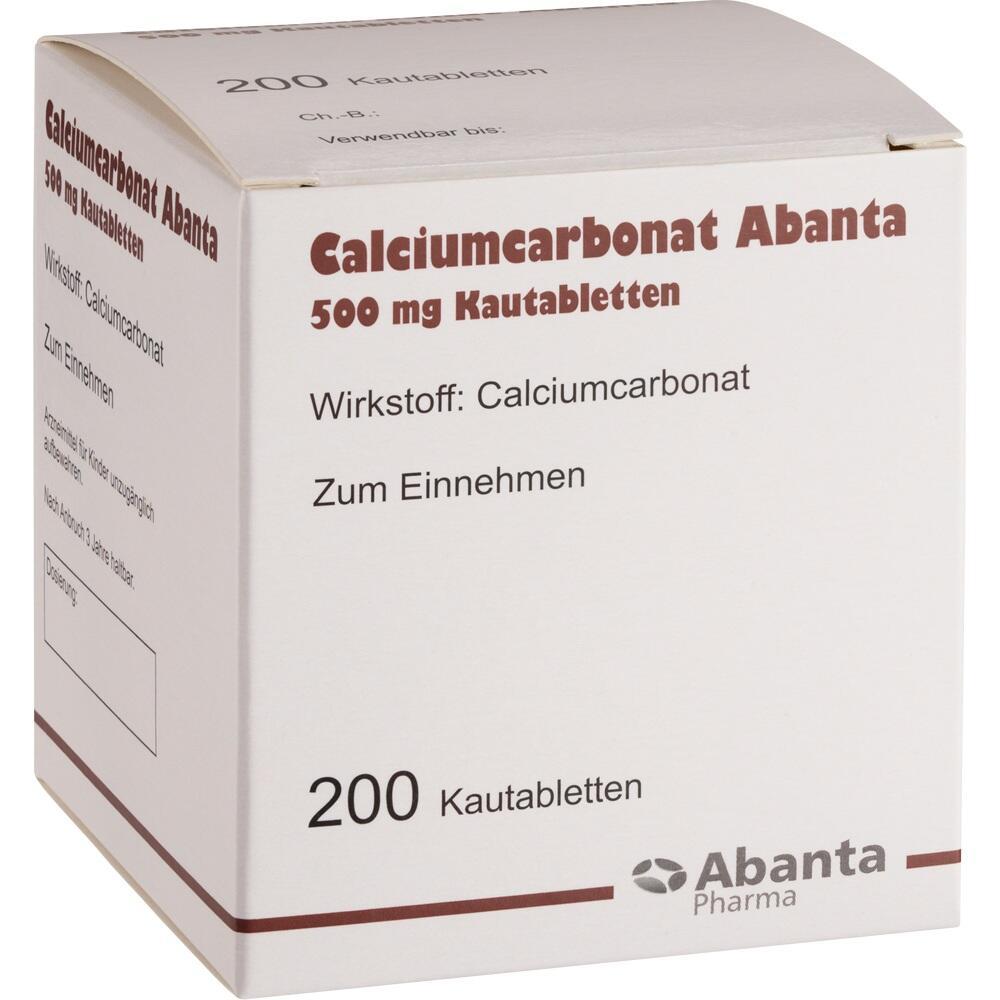 Eine Packung mit 200 Kautabletten aus Calciumcarbonat zum Einnehmen.