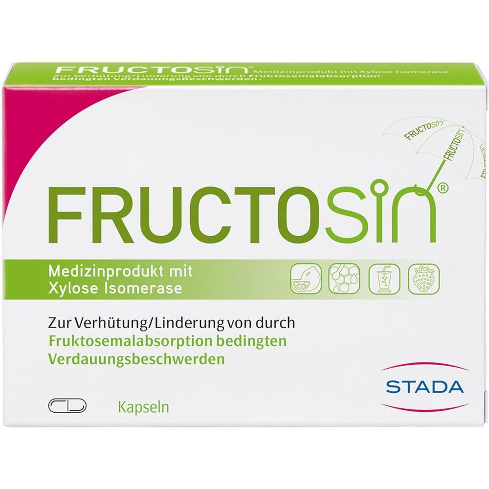 Packung von Fructosin-Kapseln zur Linderung von Verdauungsbeschwerden bei Fruktosemalabsorption.