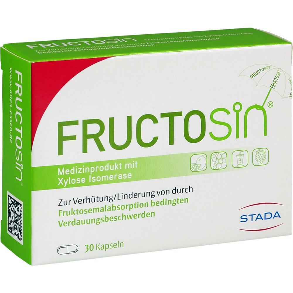 Eine Packung Fructosin-Kapseln zur Linderung von Verdauungsproblemen.