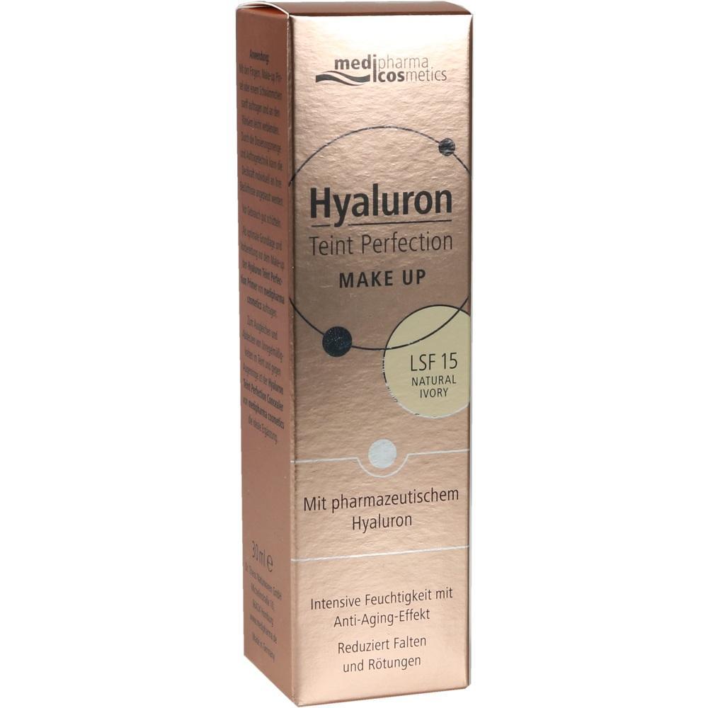 Eine bronzefarbene Makeup-Verpackung der Marke medipharma mit Hyaluron und LSF 15.