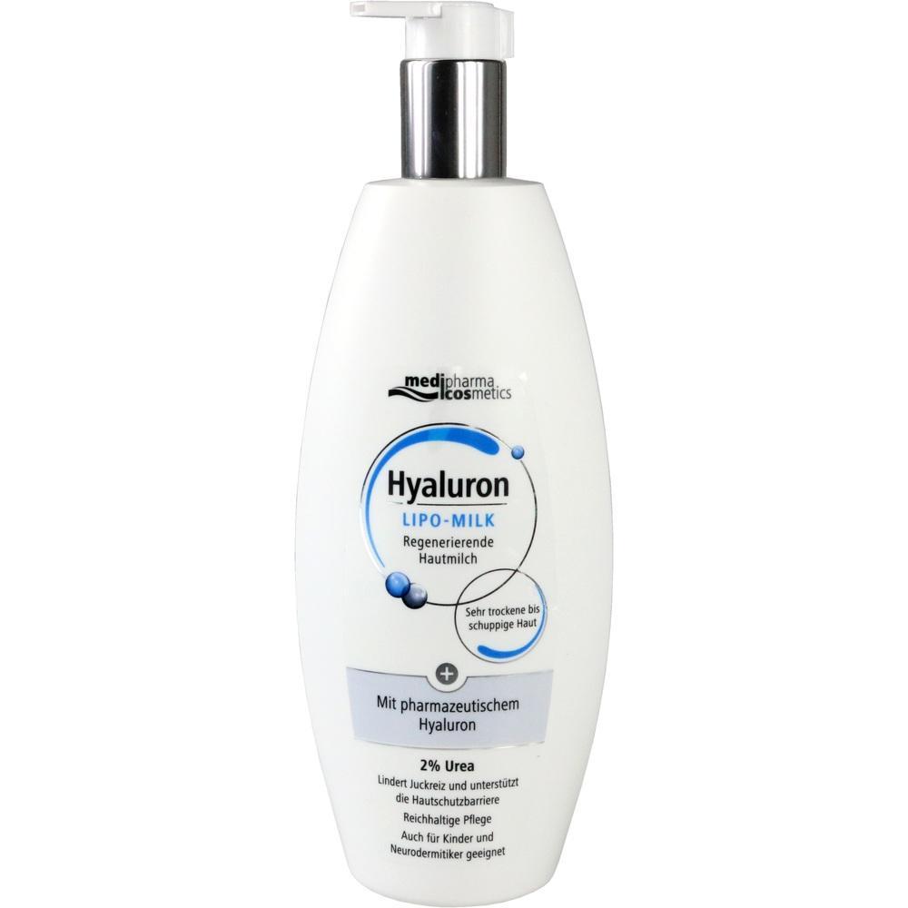 Eine Flasche Hautmilch mit Hyaluron f&uuml;r sehr trockene Haut.