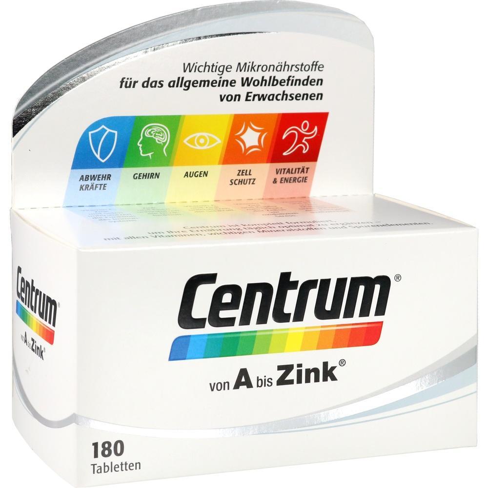 Vitaminpackung von Centrum mit Symbolen für Gesundheit und Wohlbefinden.