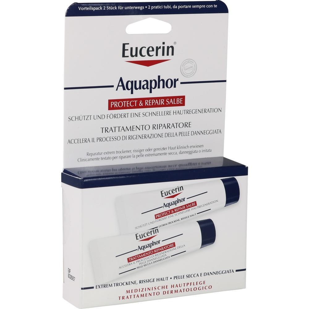 Eine Packung mit zwei Eucerin Aquaphor Salben f&uuml;r trockene Haut.