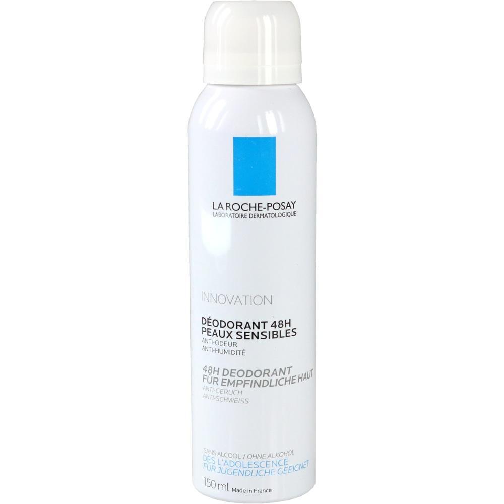Wei&szlig;es Deospray f&uuml;r empfindliche Haut mit blauer Aufschrift.