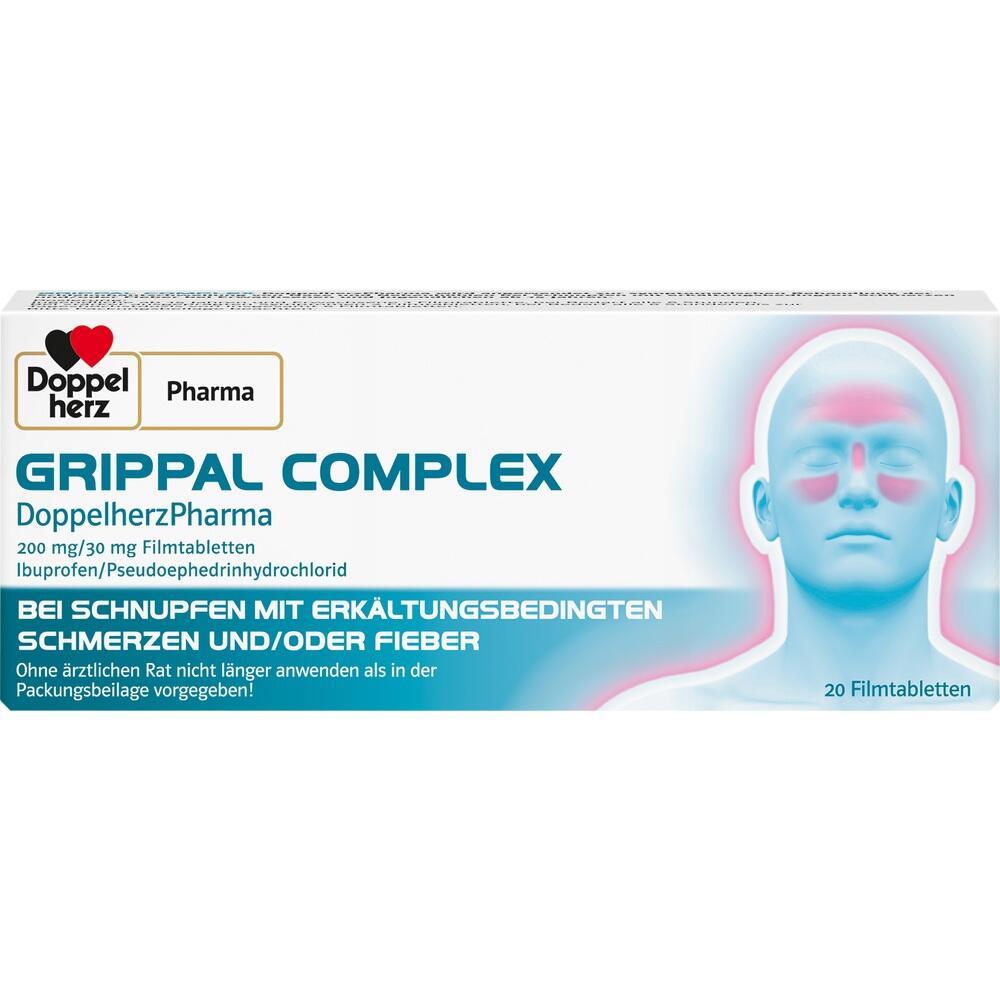 Eine Packung Grippal-Complex-Tabletten gegen Erkältungssymptome.