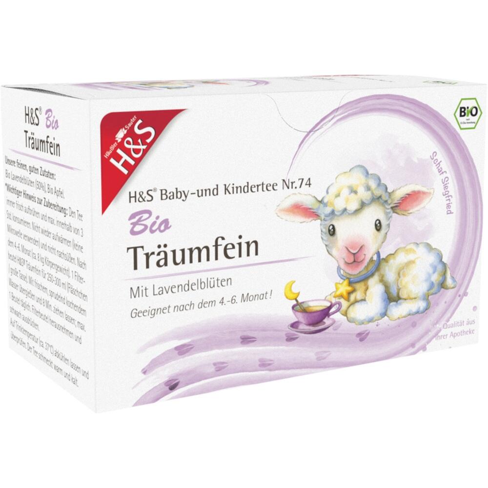 Bunte Teepackung f&uuml;r Babys mit einem l&auml;chelnden Schaf auf der Vorderseite.