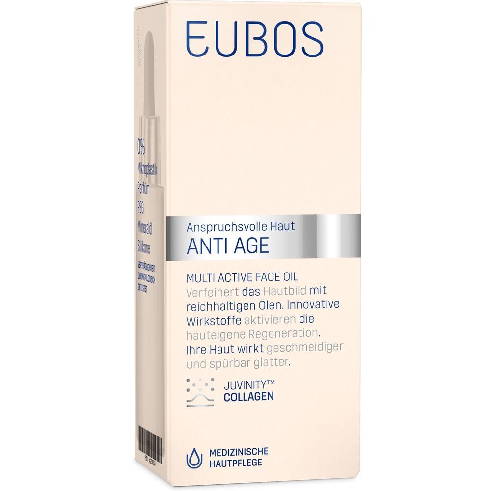 Die Verpackung zeigt ein Anti-Age-Gesichtsöl von Eubos für anspruchsvolle Haut.